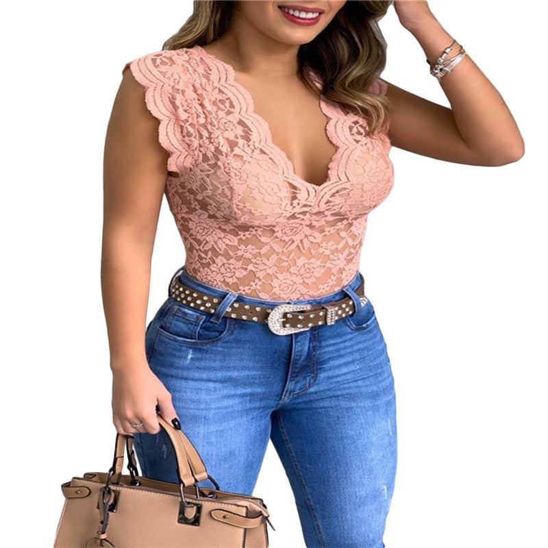 Lace Top Plus Size TANK TOP T-SHIRT