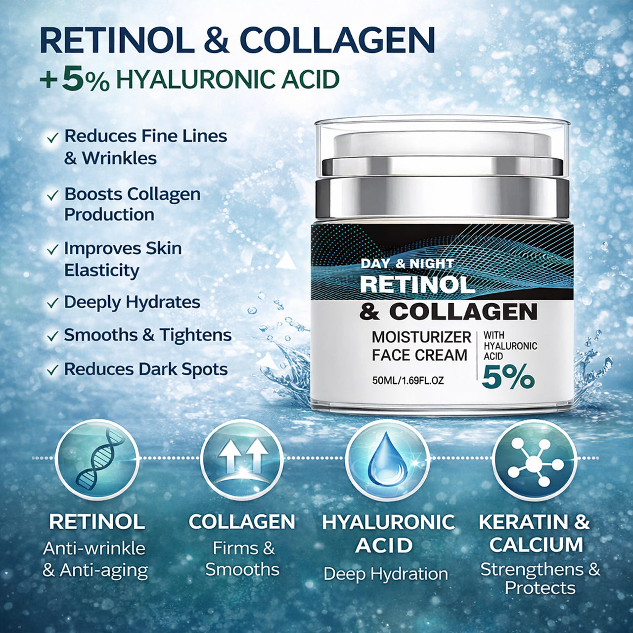 🌿 Anti-Aging Retinol Cream ✨ Restore Younger-Looking Skin Naturally💙 Firm, Smooth & Hydrate Your Skin-&F