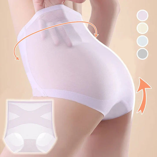 WOMENS HIGH-WAIST BREATHABLE ULTRA-THIN PANTIES WITH TUMMY-CONTROL & HIP-LIFTING