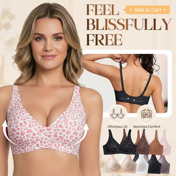 🏆 🔥Super Firming Leopard Print Jelly Bra | Women Wirefree Bras 👍No More Sagging Breasts