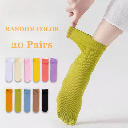 Thin Loose Socks Pile Socks Solid Colors Ice