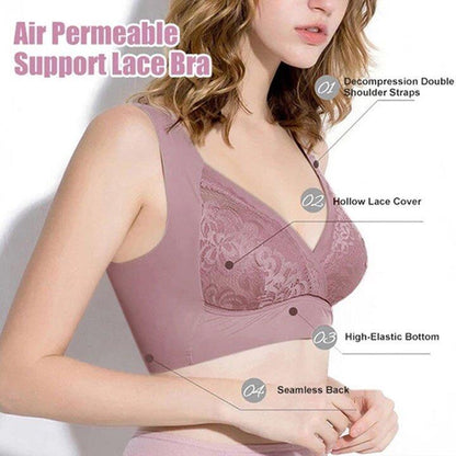PLUS SIZE COMFORT EXTRA ELASTIC WIRELESS SUPPORT LACE BRA