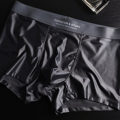 HOT SALE FOR 3 PCS MENS BRIEFS SATIN ICE SILK
