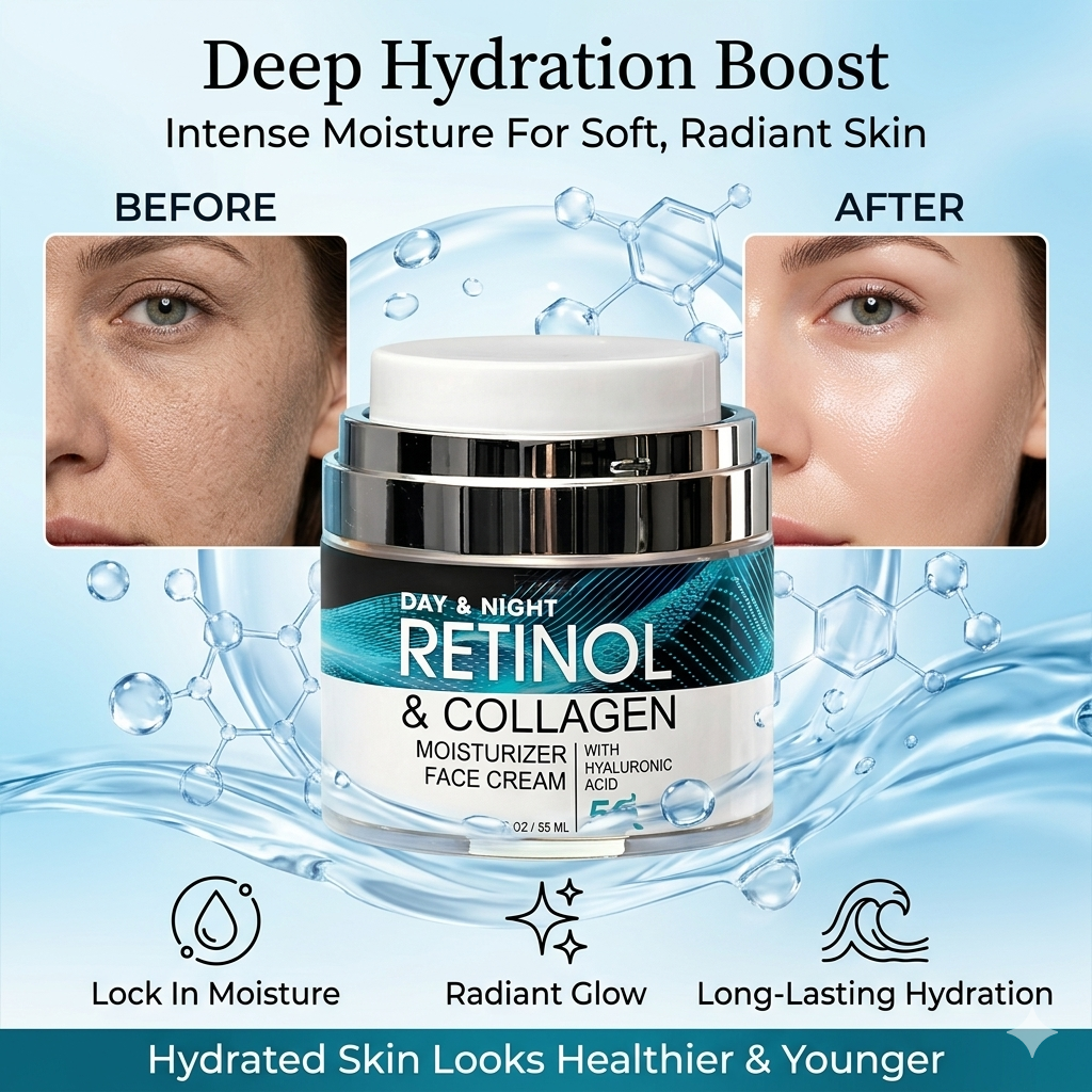 🌿 Anti-Aging Retinol Cream ✨ Restore Younger-Looking Skin Naturally💙 Firm, Smooth & Hydrate Your Skin-&F