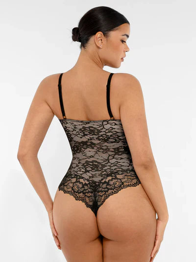 Feelingirl Lace V Neck Full Bodysuit