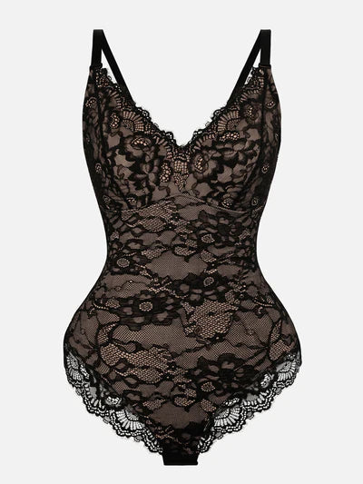Feelingirl Lace V Neck Full Bodysuit