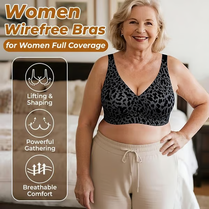 🏆 🔥Super Firming Leopard Print Jelly Bra | Women Wirefree Bras 👍No More Sagging Breasts