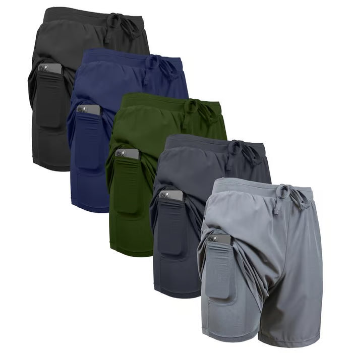 3-Pack Men's 2 in 1 Quick Dry Gym Running Shorts With Liner