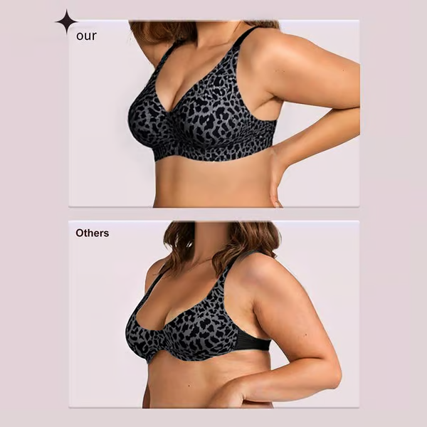 🏆 🔥Super Firming Leopard Print Jelly Bra | Women Wirefree Bras 👍No More Sagging Breasts
